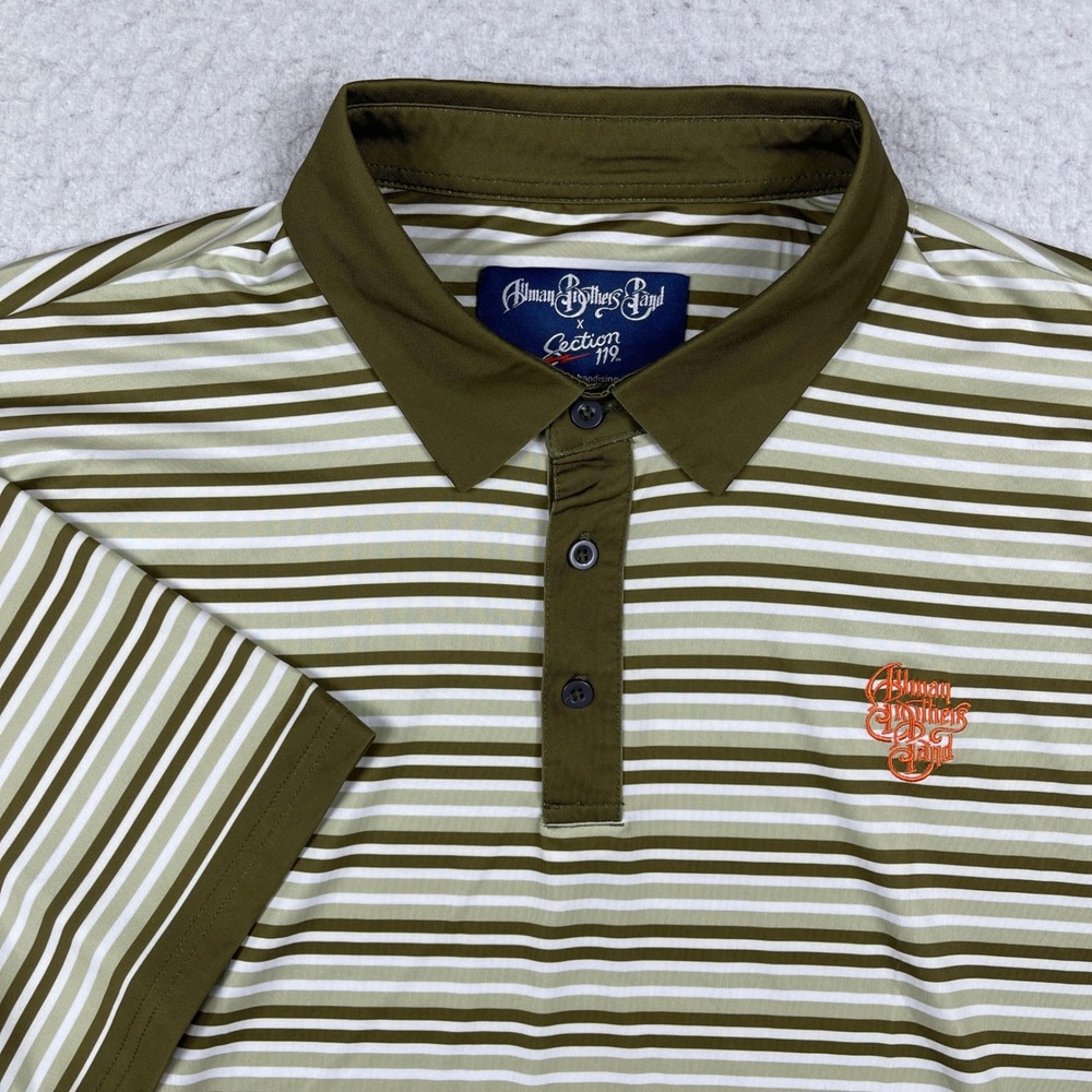 Allman Brothers Band Section‎ 119 Polo Mens XXL Green Striped Rock Concert Shirt
